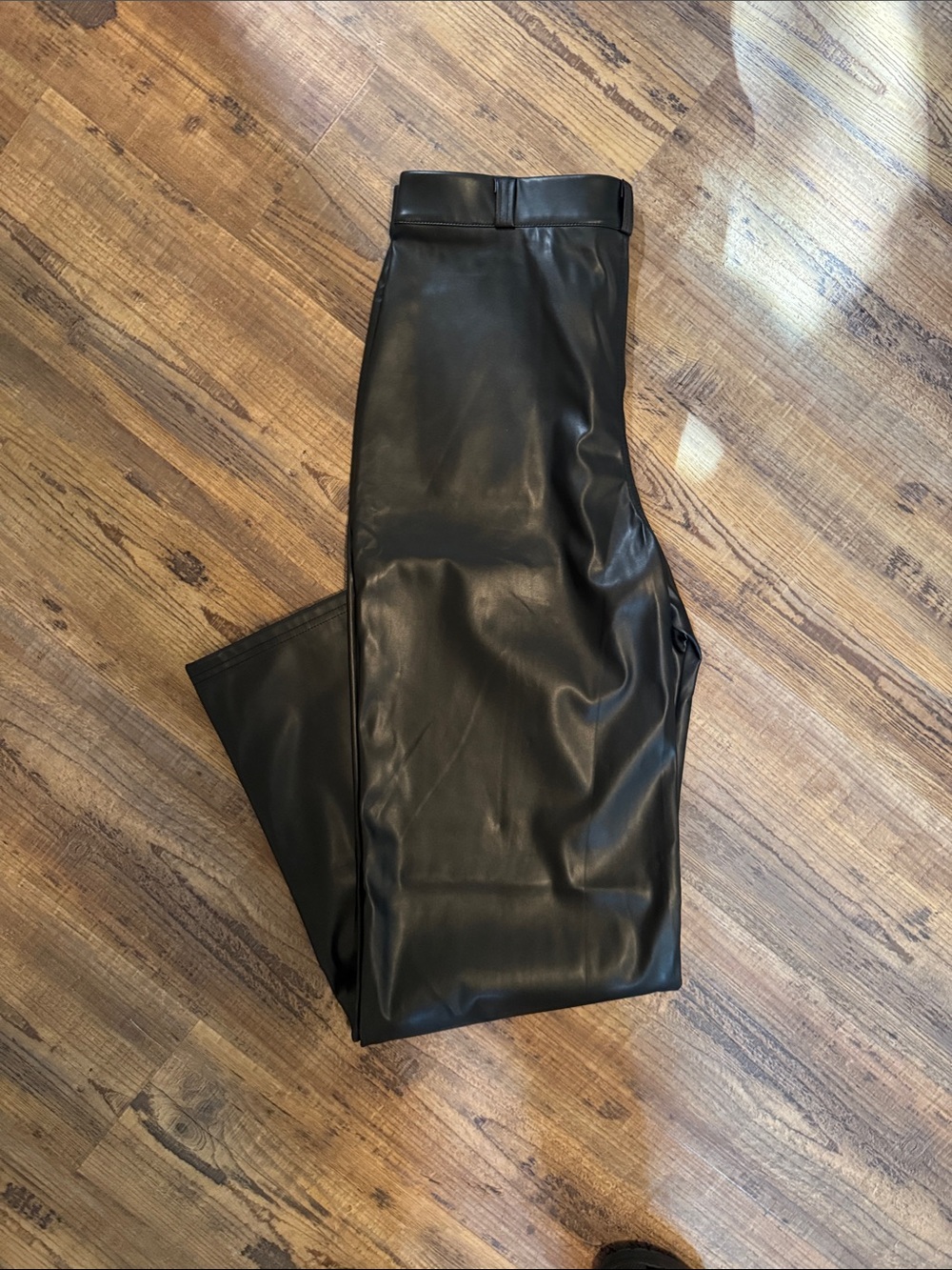 Amazon Women’s Black Straight-Leg Faux Leather Pants